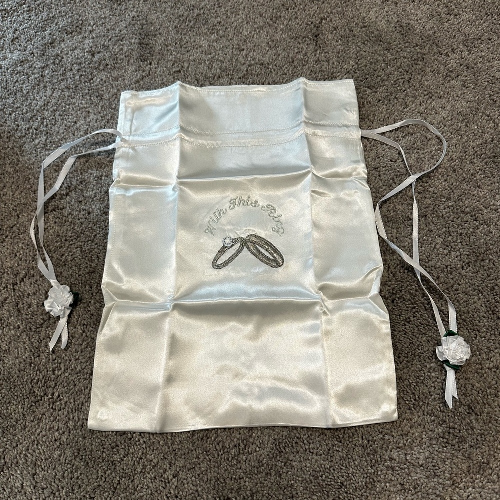 White Satin Drawstring Bag